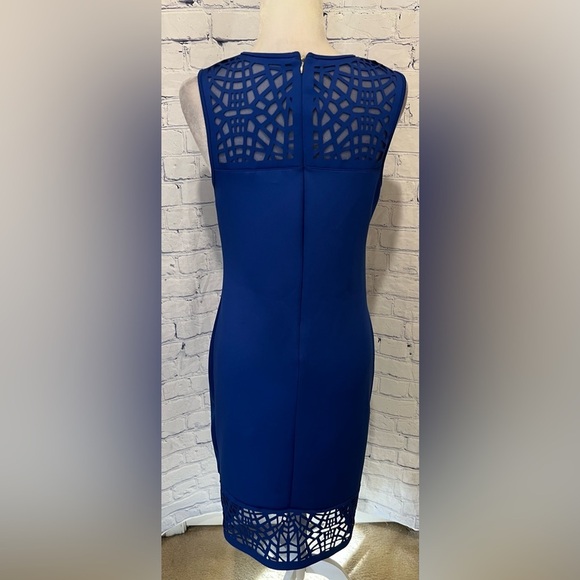 Thalia Sodi ROYAL BLUE Sheath MIDI Dress w/ Cutouts at Neck & Bottom Small - Picture 4 of 7